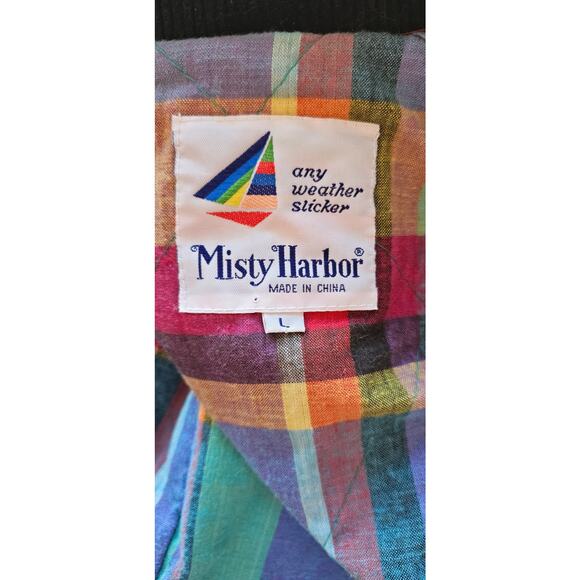 Vintage‎ Misty Harbor Any Weather Slicker Plaid Line Raincoat Women Size L Red - Picture 7 of 8